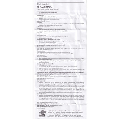 Thuốc Sp Ambroxol 30mg long đờm, tiêu nhầy (Hộp 100 viên)