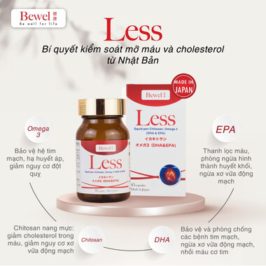 Thực phẩm bảo vệ sức khỏe Bewel Less hỗ trợ giảm cholesterol trong máu (45 viên)