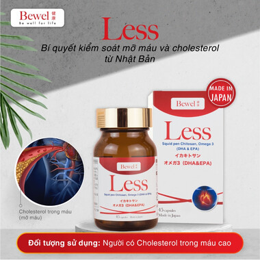 Thực phẩm bảo vệ sức khỏe Bewel Less hỗ trợ giảm cholesterol trong máu (45 viên)