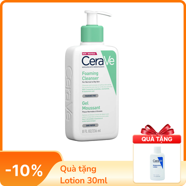 Sữa rửa mặt sạch sâu dành cho da dầu Cerave Developed With Dermatologists Foaming Cleanser (236ml)