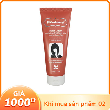 Kem dưỡng da tay Teenilicious Hand Cream Grapefruit & Matcha dưỡng ẩm, mịn da, ngừa lão hoá (Tuýp 60g)