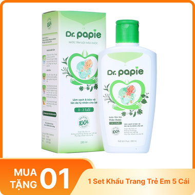 Nước tắm gội thảo dược Dr.Papie ngừa rôm sảy, mẩn ngứa cho bé (230ml)