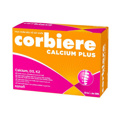 Corbiere Calcium Plus tăng cường hấp thụ canxi, cho xương chắc khoẻ (Hộp 30 ống)