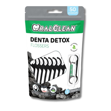 Tăm chỉ kẽ răng OralClean Denta Detox làm sạch mảng bám trên răng (Hộp 50 cây)