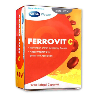 Ferrovit C bổ sung sắt và vitamin, hỗ trợ giảm thiếu máu (Hộp 30 viên)
