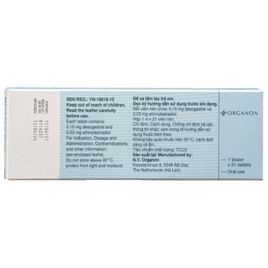Viên nén Marvelon Bayer dùng để tránh thai (1 vỉ x 21 viên)