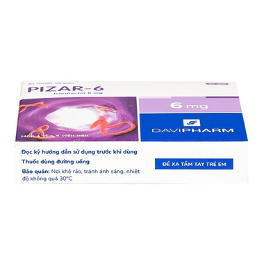 Thuốc Pizar-6 điều trị các bệnh nhiễm giun lươn, giun chỉ (1 vỉ x 4 viên)