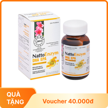 Viên uống NattoEnzym DHA EPA DHG Pharma hỗ trợ giảm nguy cơ tắt mạch, đột quỵ do huyết khối (60 viên)