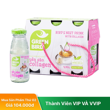 Nước Yến Sào Green Bird Collagen (Hộp 06 chai)