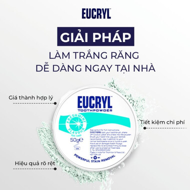 Bột Đánh Răng Bạc Hà Tẩy Trắng Eucryl Toothpowder 50g