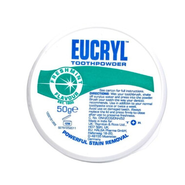 Bột Đánh Răng Bạc Hà Tẩy Trắng Eucryl Toothpowder 50g