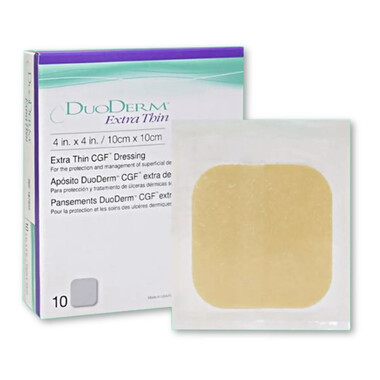 DuoDerm ExtraThin 10x10 hỗ trợ nhanh lành vết thương, kiểm soát dịch tiết hiệu quả (Hộp 10 miếng)