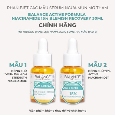 Serum Ngừa Mụn Mờ Thâm Balance Active Formula Niacinamide Blemish Recovery Serum 30ml