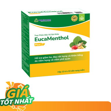 Thực phẩm bảo vệ sức khoẻ Eucamethol Plus hỗ trợ giảm ho, đau rát họng (Hộp 100 viên)