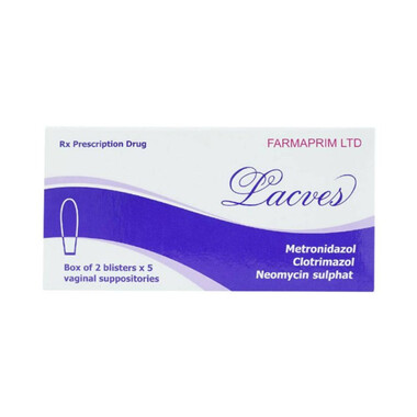Viên đặt âm đạo Lacves Farmaprim: Điều trị viêm âm đạo do vi khuẩn, nấm và trichomonas (Hộp 2 Vỉ x 5 Viên)