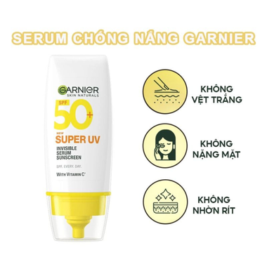 Kem chống nắng Garnier Skin Naturals Super Uv Invisible Serum 30mlKem chống nắng Garnier Skin Naturals Super Uv Invisible Serum 30ml