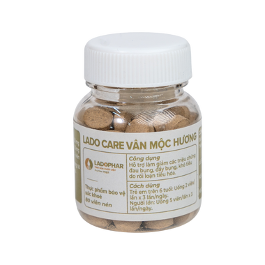Lado Care Vân Mộc Hương hỗ trợ làm giảm các triệu chứng rối loạn tiêu hoá (Lọ 80 viên) Lado Care Vân Mộc Hương hỗ trợ làm giảm các triệu chứng rối loạn tiêu hoá (Lọ 80 viên)