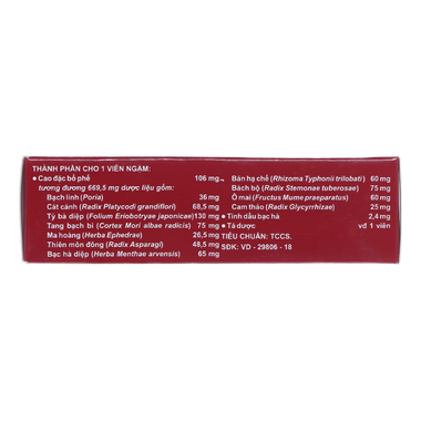 Thuốc Ho Bổ Phế Nam Hà Ngậm tiêu đờm, bổ phổi, sát trùng họng (2 vỉ x 12 viên)