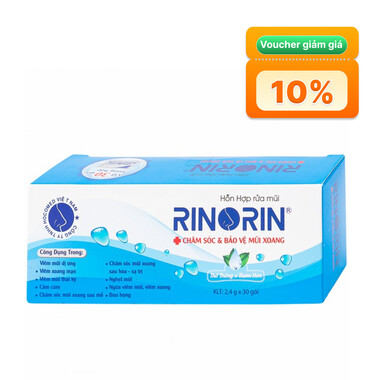 Hỗn hợp rửa mũi Rinorin chăm sóc và bảo vệ mũi xoang (30 gói)
