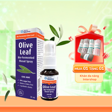 Xịt họng Henry Blooms Olive Leaf Bio-Fermented Throat Spray hỗ trợ giảm ho, viêm họng (30ml)