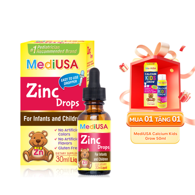 Thực phẩm bảo vệ sức khỏe MediUSA Zinc Drops giúp trẻ ăn ngon, nâng cao đề kháng (30ml)