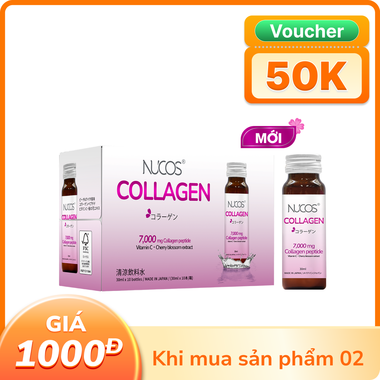 Nucos Collagen 7000 - Nước Uống Collagen Thủy Phân Chống Lão Hóa, Trắng Da (10 chai x Hộp)