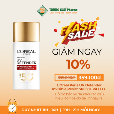 Kem Chống Nắng X20 Thoáng Da Mỏng Nhẹ L&#039;Oreal Paris UV Defender Invisible Resist SPF50+ PA++++ 50ml