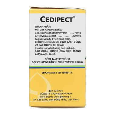 Thuốc Cedipect - Điều trị triệu chứng ho khan, kích ứng , long đờm (10 Vỉ x 10 Viên)