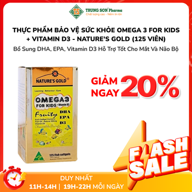 Thực phẩm bảo vệ sức khỏe Omega 3 For Kids + Vitamin D3 - Nature's Gold (125 viên)
