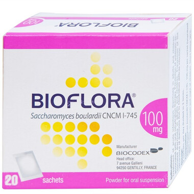 Bột pha hỗn dịch uống Bioflora 100mg phòng và điều trị tiêu chảy (Hộp 20 gói)