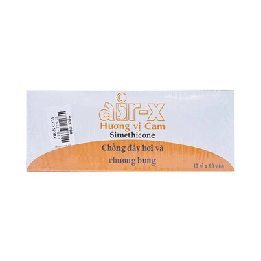 Thuốc Air-X hương cam chống đầy hơi, chướng bụng đường tiêu hóa (10 vỉ x 10 viên)