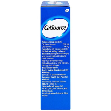 Viên nén sủi bọt CalSource bổ sung canxi (tuýp 20 viên)