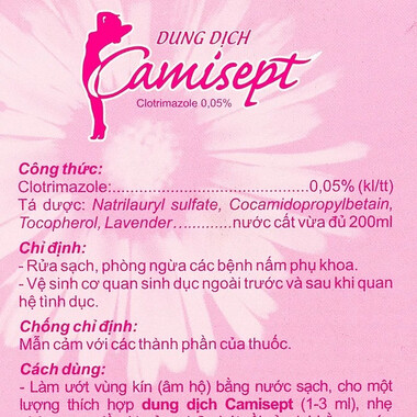 Dung dịch Camisept USP phòng ngừa viêm nhiễm phụ khoa (200ml)