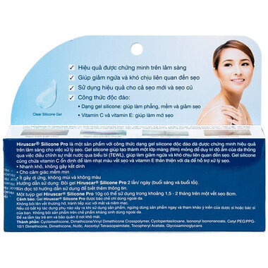 Gel Hiruscar Silicone Pro giảm ngứa, làm mờ sẹo (10g)