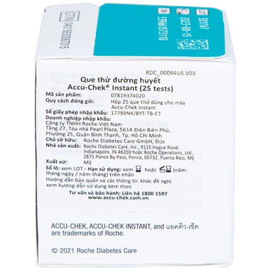 Que thử đường huyết Accu-Chek Instant (25 que)