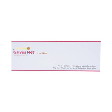 Thuốc Galvus Met 50mg/1000mg Novartis điều trị đái tháo đường type 2 (6 vỉ x 10 viên)