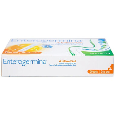 Men ống Enterogermina 4 tỷ/5ml Sanofi điều trị rối loạn hệ vi khuẩn đường ruột (2 vỉ x 10 ống)