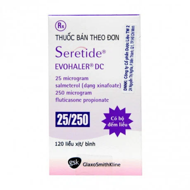 Thuốc xịt Seretide 25/250 GSK điều trị hen phế quản, phổi tắc nghẽn mạn (120 liều)