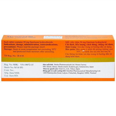 Thuốc Myonal 50mg Eisai cải thiện các triệu chứng tăng trương lực cơ (3 vỉ x 10 viên)