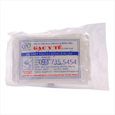 Gạc y tế tiệt trùng Đông Pha 8cm x 9cm (10 miếng)