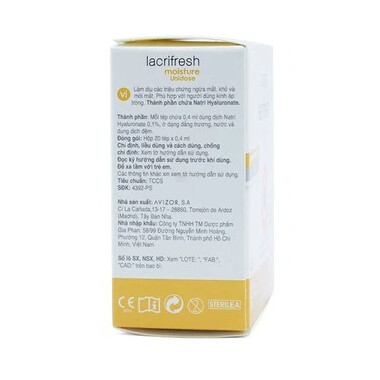 Dung dịch nhỏ mắt Avizor Lacrifresh 0,10% giảm dịu ngứa mắt, khô và mỏi mắt (20 ống)
