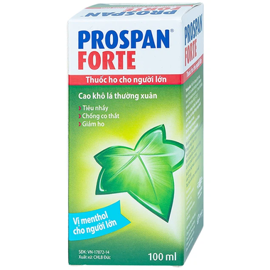 Thuốc ho thảo dược Prospan Forte trị ho, viêm phế quản cho người lớn và trẻ em trên 6 tuổi (chai 100ml)