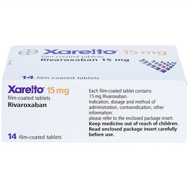 Thuốc Xarelto 15mg dự phòng đột quỵ và thuyên tắc mạch toàn thân (hộp 1 vỉ x 14 viên)