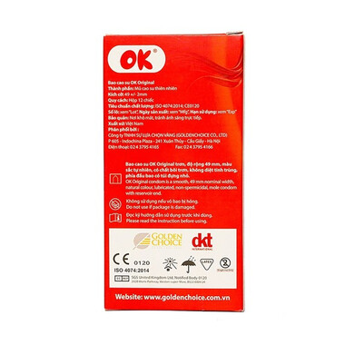 Bao cao su OK Original không mùi, độ đàn hồi tốt (12 cái)
