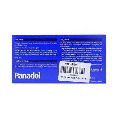 Tên sản phẩm: Thuốc Panadol xanh 500mg hạ sốt và điều trị đau nhẹ đến trung bình (10 vỉ x 12 viên)