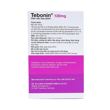 Thuốc Tebonin 120mg Dr. Willmar Schwabe điều trị rối loạn tuần hoàn máu não (30 viên)