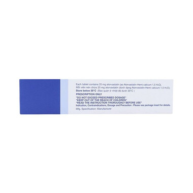 Thuốc Lipitor 20mg Pfizer điều trị tăng cholesterol máu (3 vỉ x 10 viên)