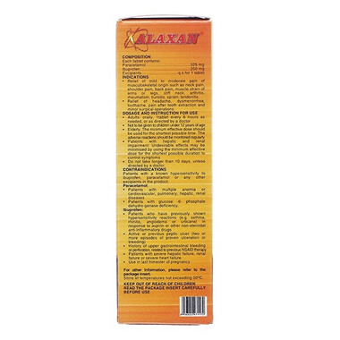 Thuốc Alaxan giảm các cơn đau cơ xương nhẹ đến trung bình,đau đầu, đau răng, đau sau phẫu thuật đau bụng kinh ( hộp10 vỉ x 10 viên)
