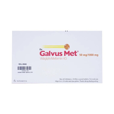 Thuốc Galvus Met 50mg/1000mg Novartis điều trị đái tháo đường type 2 (6 vỉ x 10 viên)