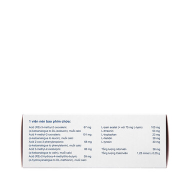 Thuốc Ketosteril phòng ngừa và điều trị suy thận mạn (5 vỉ x 20 viên)